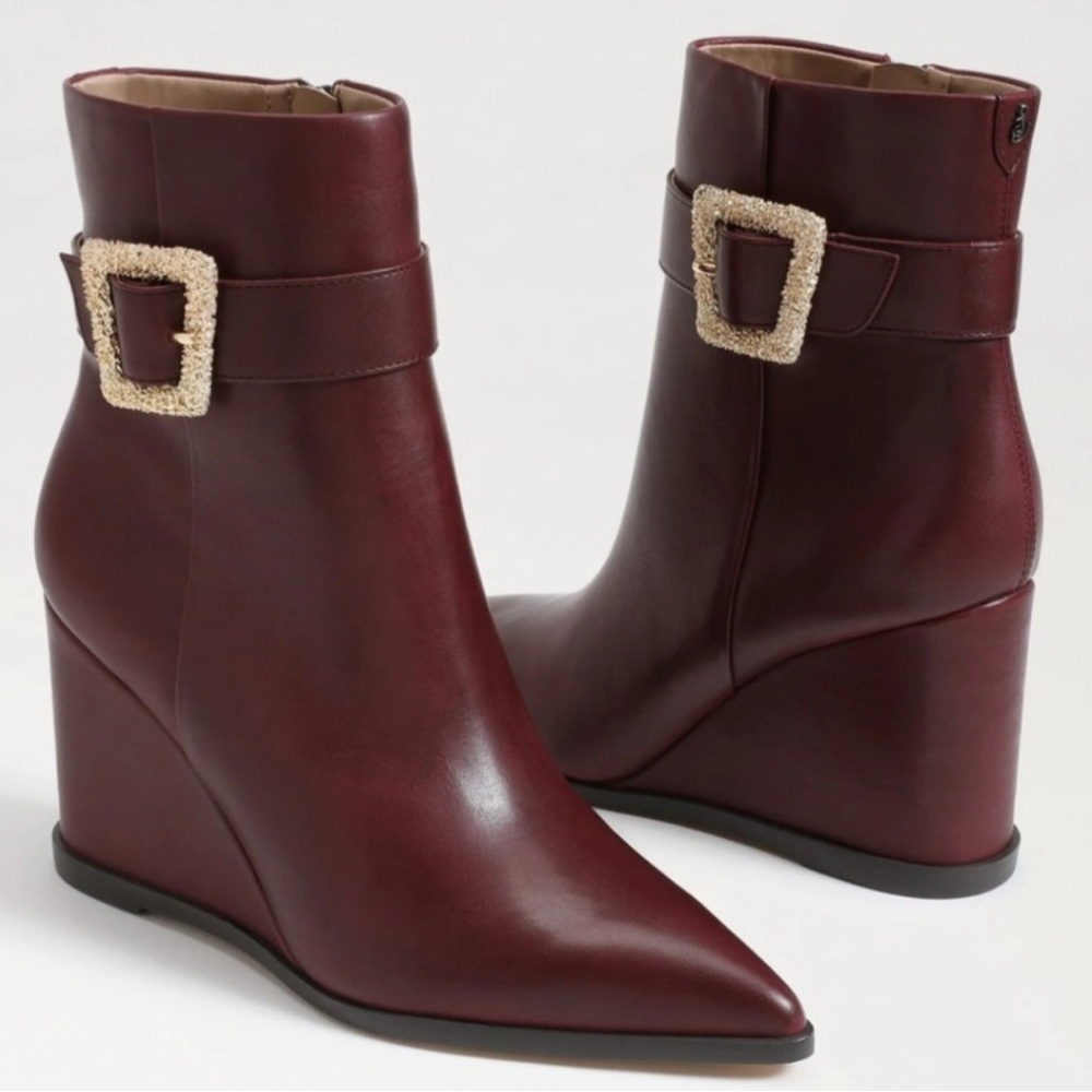 Sam Edelman Weslie Wedge Booties Burgundy Size 7.5